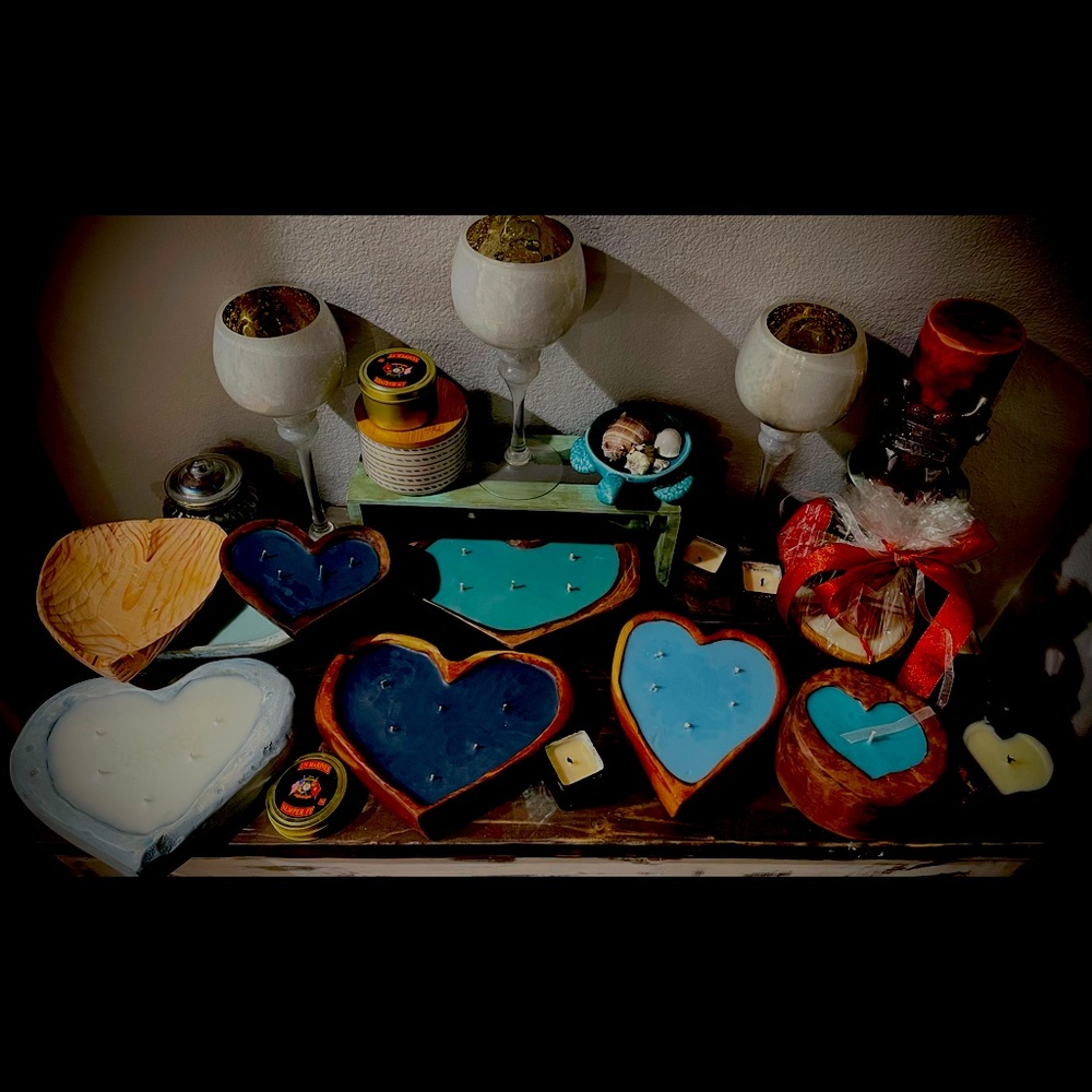 All hand carved coconut wax candles
